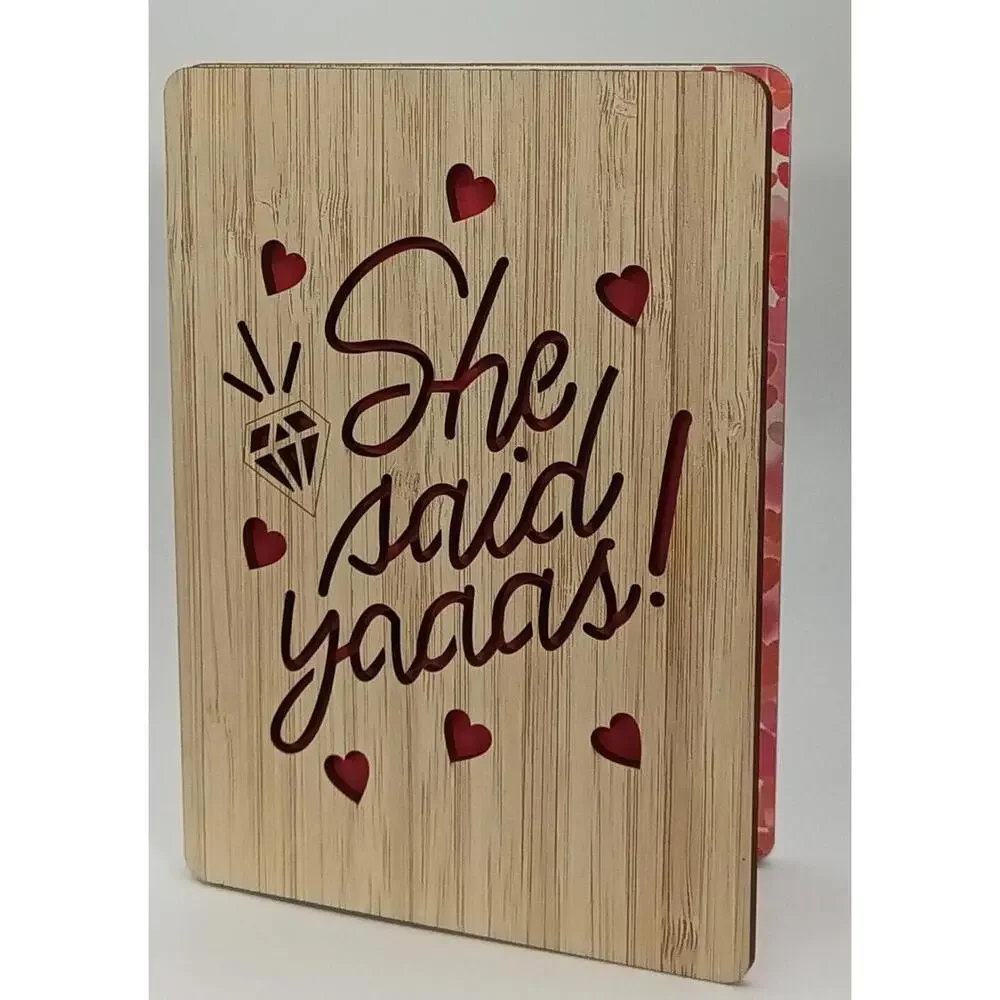She Said Yaaas! Wooden Wedding Greeting‎ Card